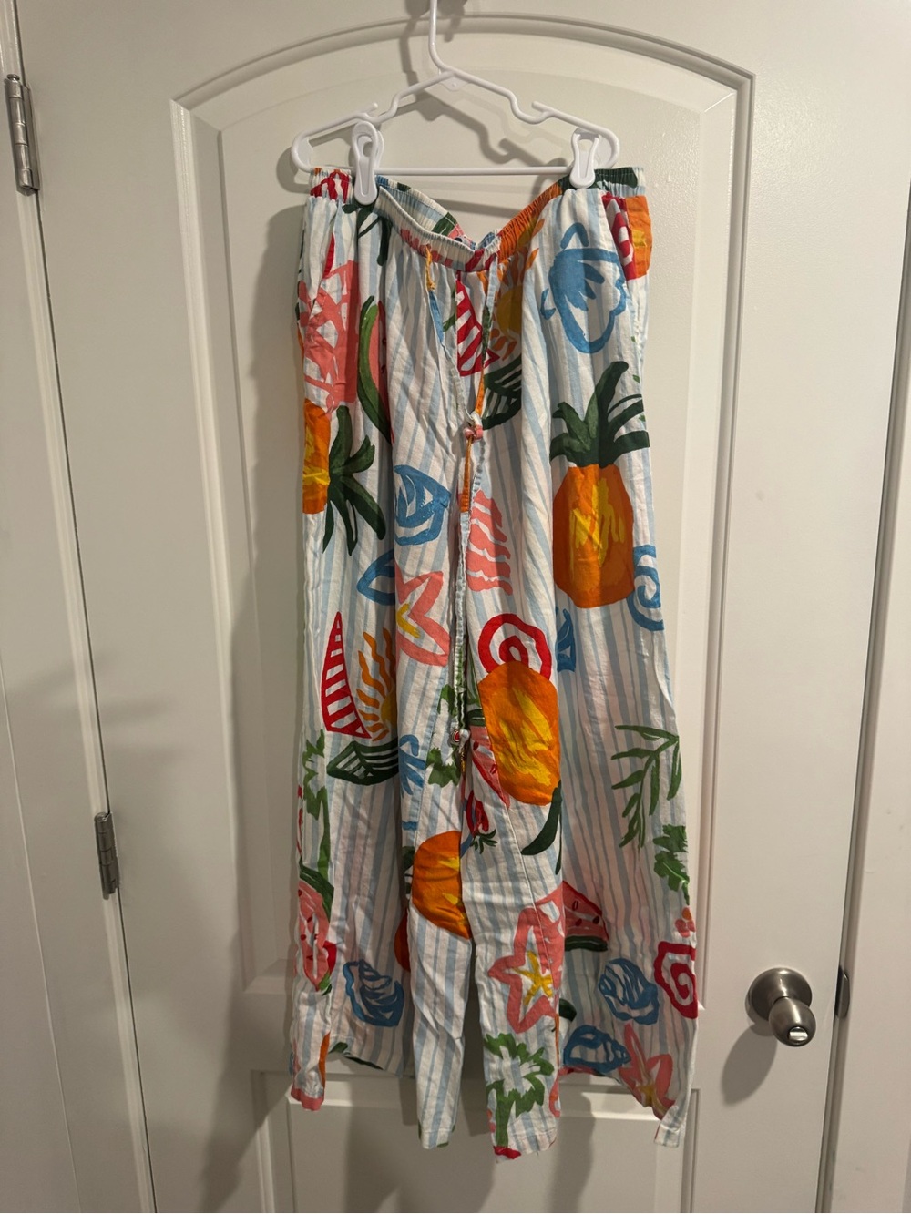 Calypso St. Barth White Maxi Skirt with Orange, Green & Blue Tropical Print